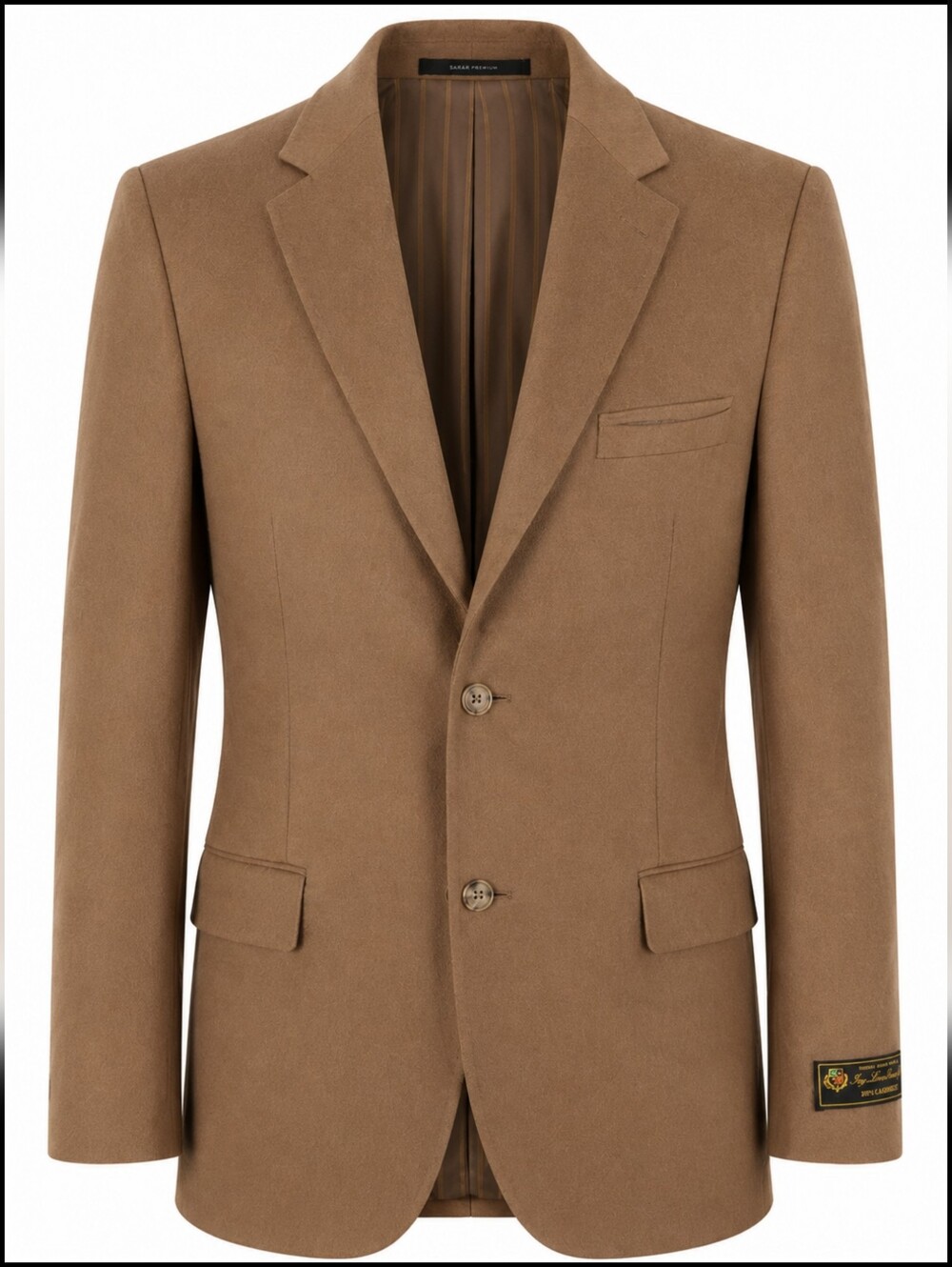 Sarar Premium Men’s 100% Cashmere Blazer 40L Camel Brown Italian Fabric Luxury